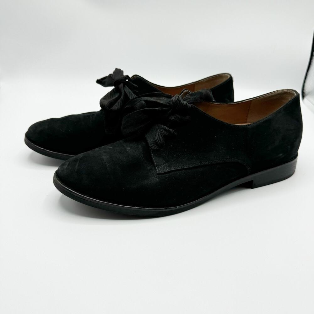 VIONIC Evelyn Black Nubuck Lace Up Flat Oxfords Size 9